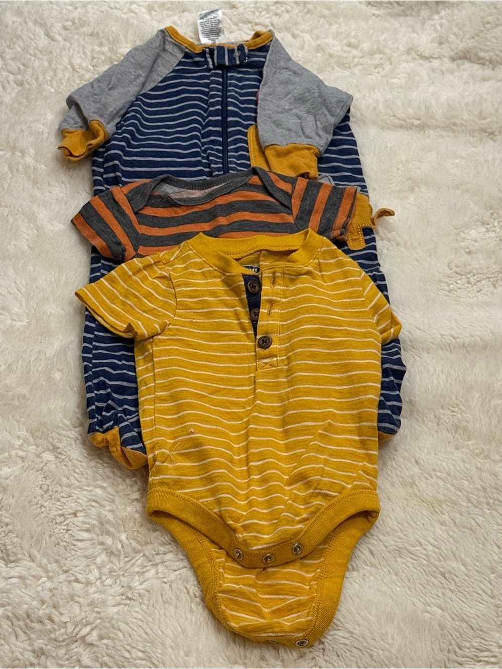 Carter's Yellow Striped Short-Sleeve One-Piece Bodysuit